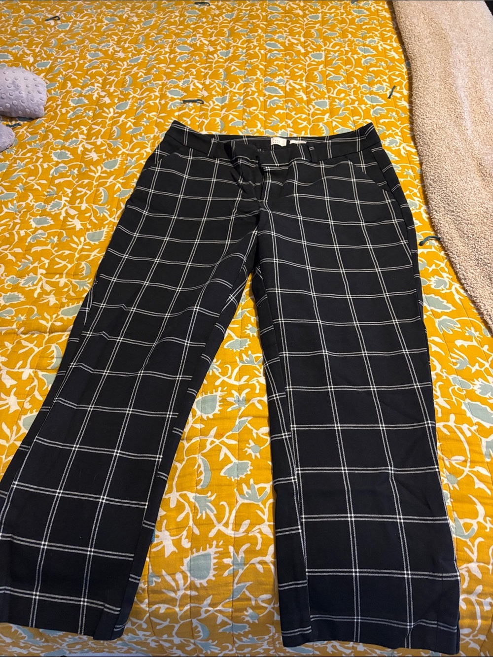Target A New Day Windowpane Plaid Ankle Pants Black White